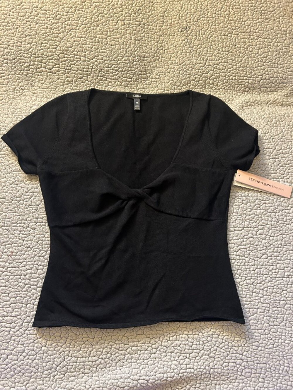 Aqua -- black top, twist tie detail